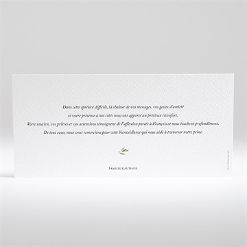 Remerciement décès olivier éternel - Dos du faire-part