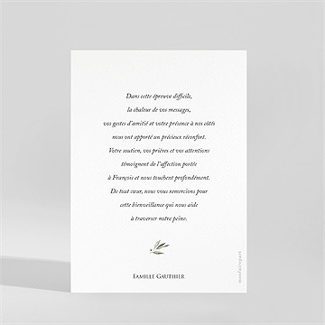 Remerciement décès olivier éternel portrait - Dos de la carte