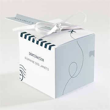 Boîte de dragées mariage passeport marin - Dos de la boîte