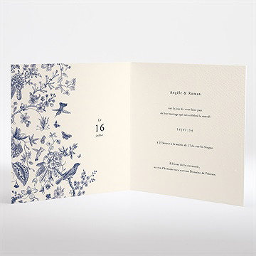 Faire-part mariage exotique plié - Intérieur du faire-part