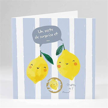 Faire-part naissance mon petit citron plié gratté