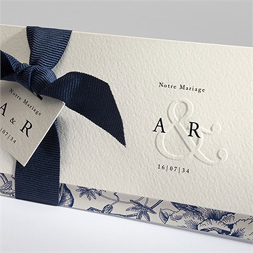 Faire-part mariage exotique gaufrage - Détail du faire-part
