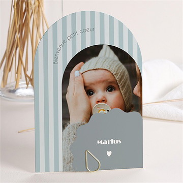 Faire-part naissance haut en rayures