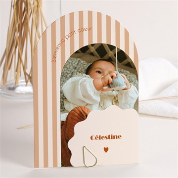 Faire-part naissance rayures terracotta