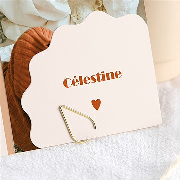 Faire-part naissance rayures terracotta - Détail du faire-part