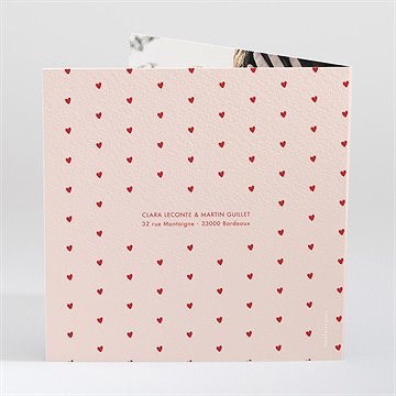Faire-part mariage rouge amour - Dos du faire-part