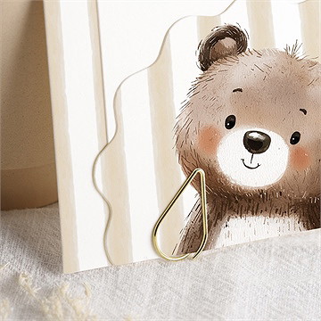 Faire-part de baptême ours en rayures - Vue principale 2