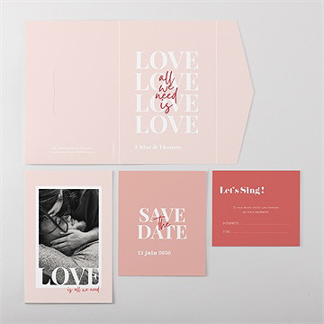 Faire-part mariage all we need is love - Vue ensemble extérieur