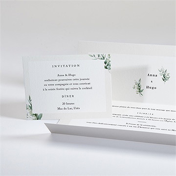 Faire-part mariage emeraude pochette - Intérieur du faire-part