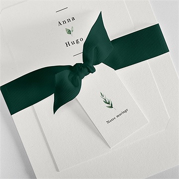 Faire-part mariage emeraude superposition - Détail du faire-part