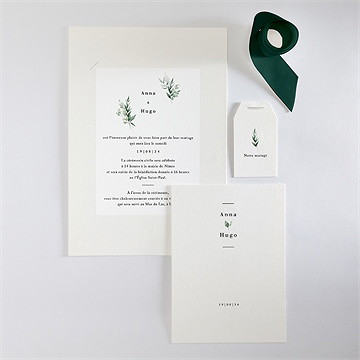 Faire-part mariage emeraude superposition - Vue d'ensemble