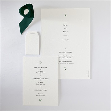 Faire-part mariage emeraude superposition - Vue d'ensemble verso