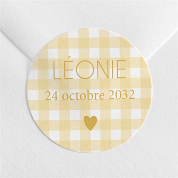 Sticker naissance jaune vichy