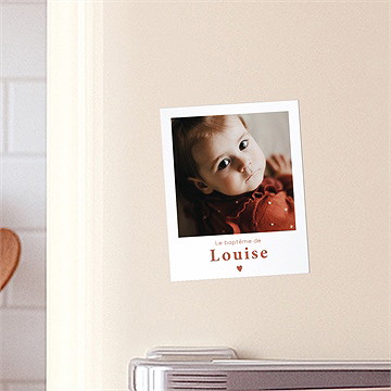 Faire-part de baptême rayures vintage - Mise en situation