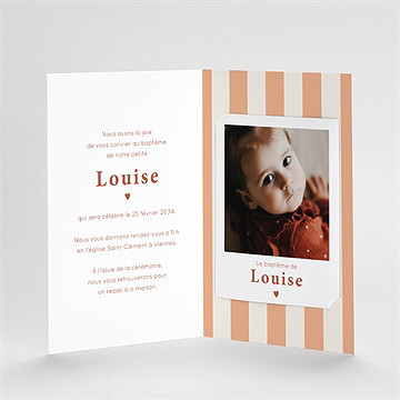 Faire-part de baptême rayures vintage - Intérieur du remerciement