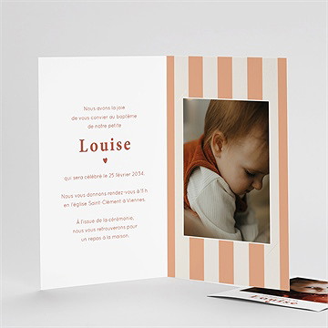 Faire-part de baptême rayures vintage - Détail du remerciement
