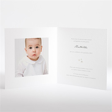 Faire-part de baptême fleuri vert d'eau - Intérieur du faire-part