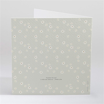 Faire-part de baptême fleuri vert d'eau - Dos du faire-part