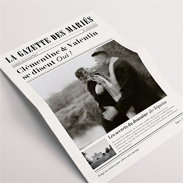 Faire-part mariage gazette - Devant du faire-part