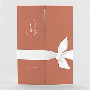 Faire-part mariage terracotta initiales 2 volets