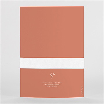 Faire-part mariage terracotta initiales 2 volets - Vue de Dos
