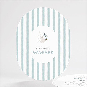 Faire-part de baptême colombe et rayures - Mise en situation