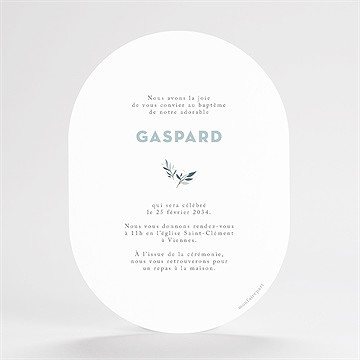 Faire-part de baptême colombe et rayures - Dos du faire-part