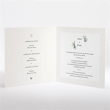 Faire-part mariage emeraude plié - Intérieur du faire-part
