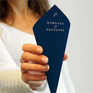 Cornet confettis mariage bleu romantique - Dos du cornet