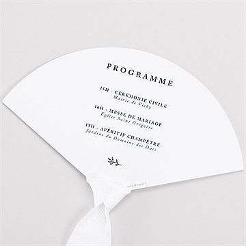 Eventail mariage bleu romantique - Dos de l'eventail