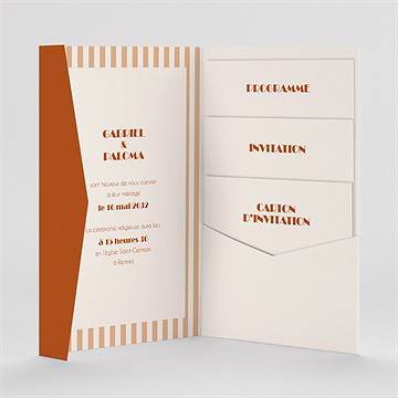 Faire-part mariage terracotta estival pocketfold - Intérieur du faire-part