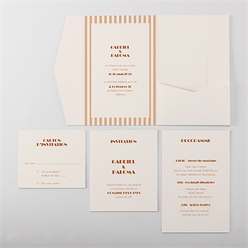 Faire-part mariage terracotta estival pocketfold - Vue d'ensemble intérieur