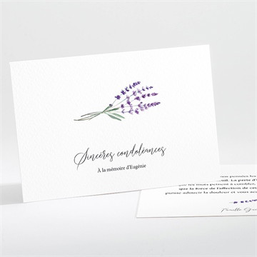 Carte de condoléances décès souvenir de lavande photomaton