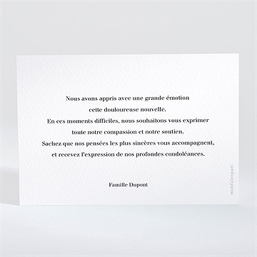Carte de condoléances décès souvenir portrait - Dos du carton