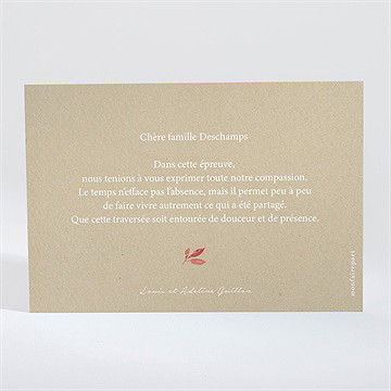 Carte de condoléances décès fleurs automnales - Dos du carton
