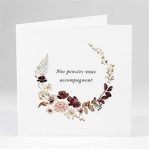 Carte de condoléances décès fleurs d'aquarelle