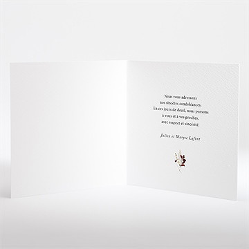 Carte de condoléances décès fleurs d'aquarelle - Intérieur du faire-part