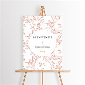 Panneau bienvenue profession de foi toile de jouy
