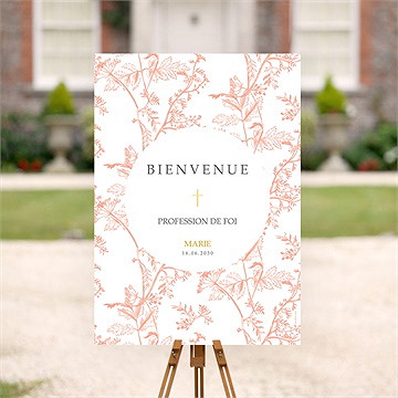 Panneau bienvenue profession-de-foi toile de jouy - Mise en situation