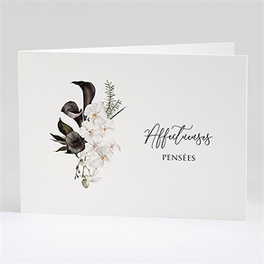 Carte de condoléances décès orchidées et callas