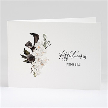 Carte de condoléances décès orchidées et callas