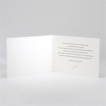 Carte de condoléances décès orchidées et callas - Intérieur du remerciement