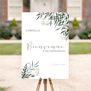 Panneau bienvenue confirmation a l'ombre de l'olivier - Mise en situation