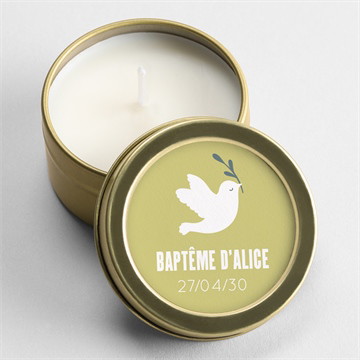 Bougie baptême colombe d'espérance