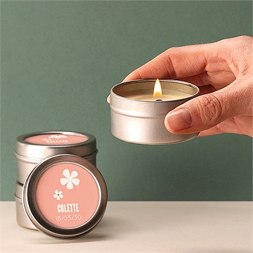 Bougie baptême charité argent - Bougie allumée