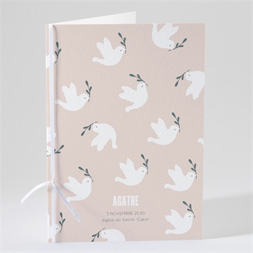 Livret de messe baptême envolée de colombes portrait