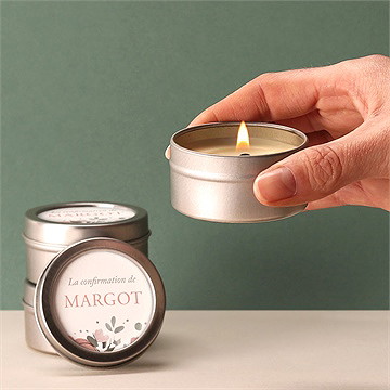 Bougie confirmation espérance argent - Bougie allumée