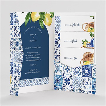 Faire-part mariage dolce vita citron - Intérieur du faire-part