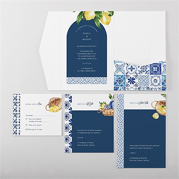 Faire-part mariage dolce vita citron - Vue d'ensemble intérieur