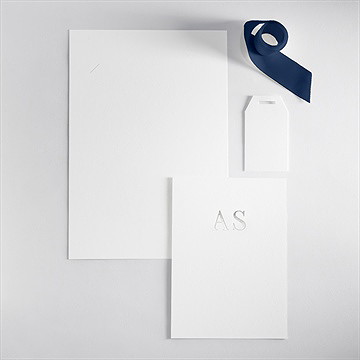 Faire-part mariage vierge initiales argentées - Vue d'ensemble